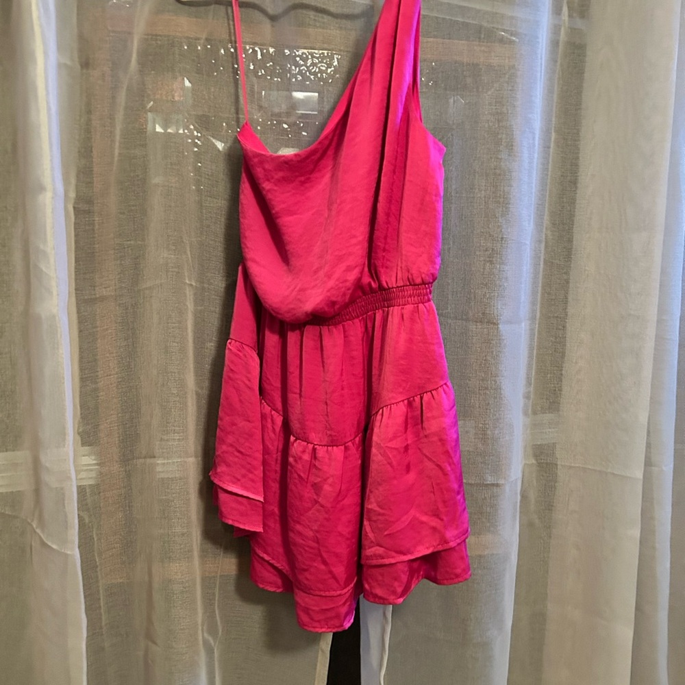 Steve Madden Pink Asymmetrical Ruffled Sundress